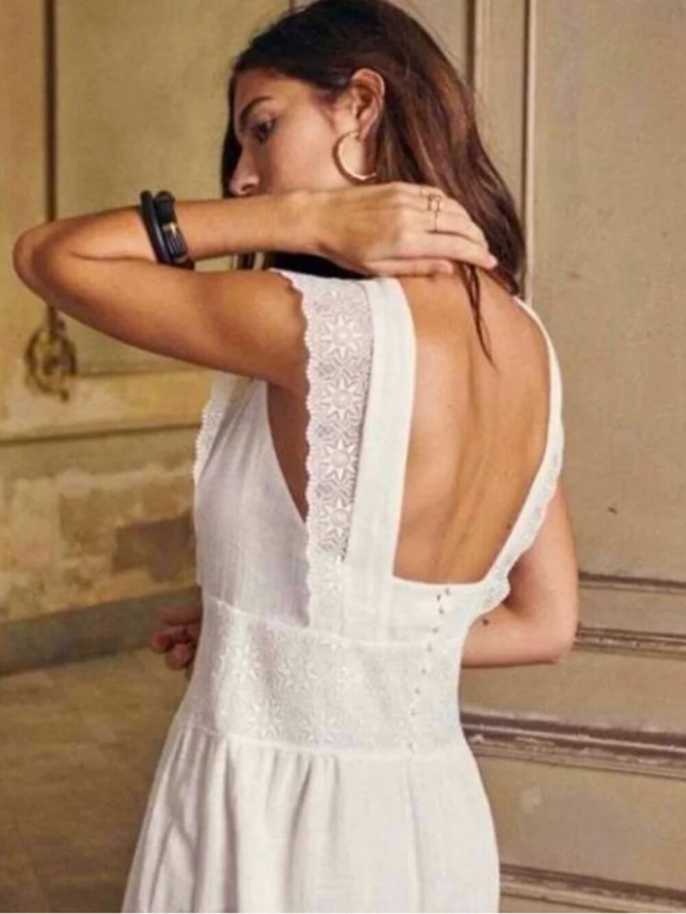 Sezane Backless Mini Dress -  Robe Naidé- White - Size 38 (US 6)